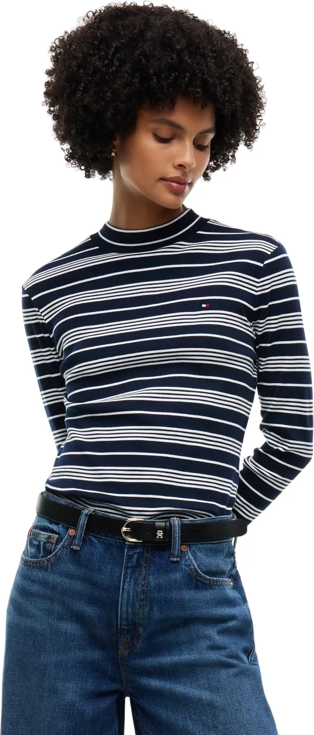 Tommy Hilfiger Slim Cody Mock WW0WW47307 maglia donna nera