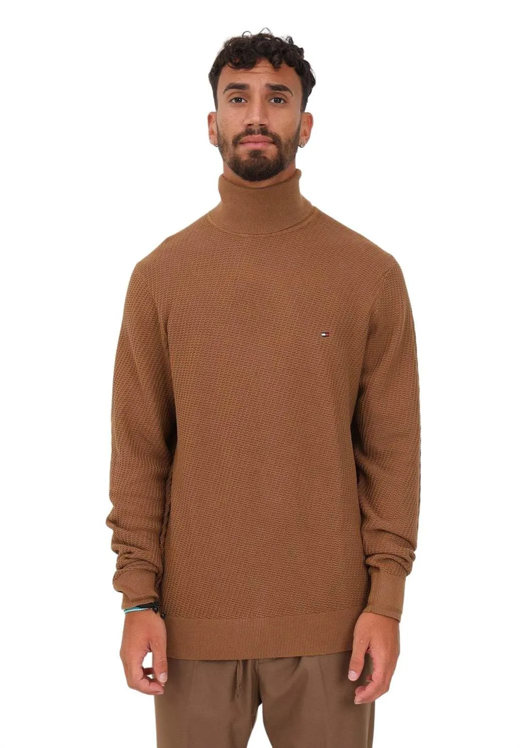 Tommy Hilfiger Pullover Collo Alto Maglione Uomo Blu