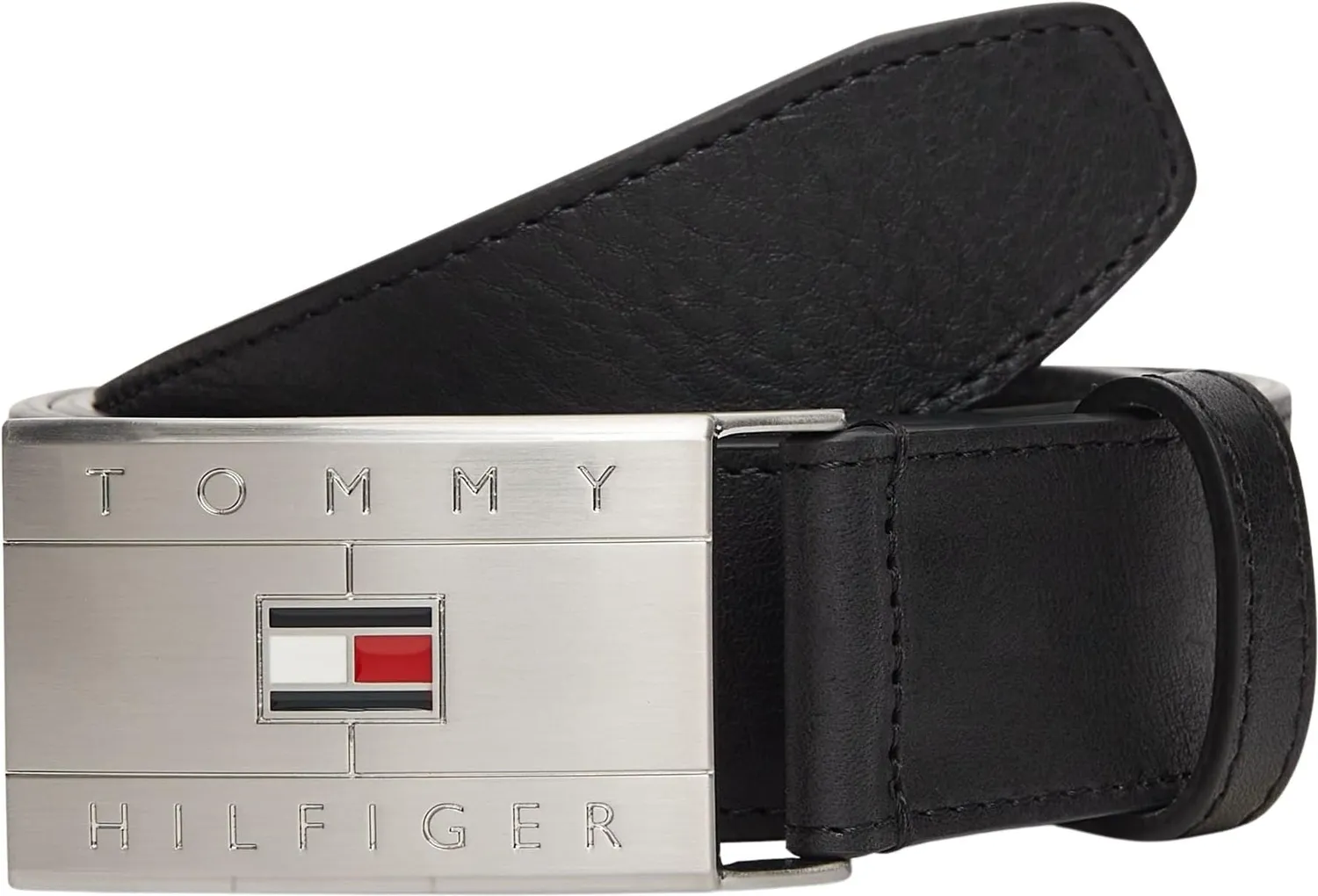 Tommy Hilfiger Flag Plaque AM0AM14322 cintura uomo nera fibbia