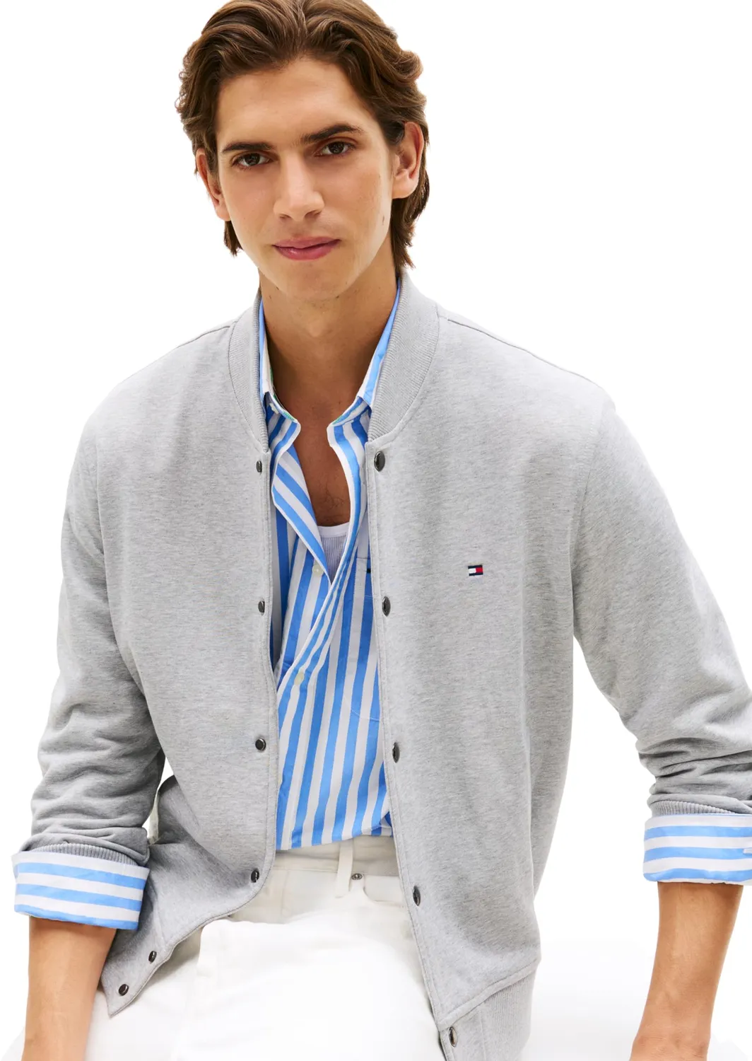 Tommy Hilfiger Essential Terry Bomber MW0MW42470 felpa verde felpata