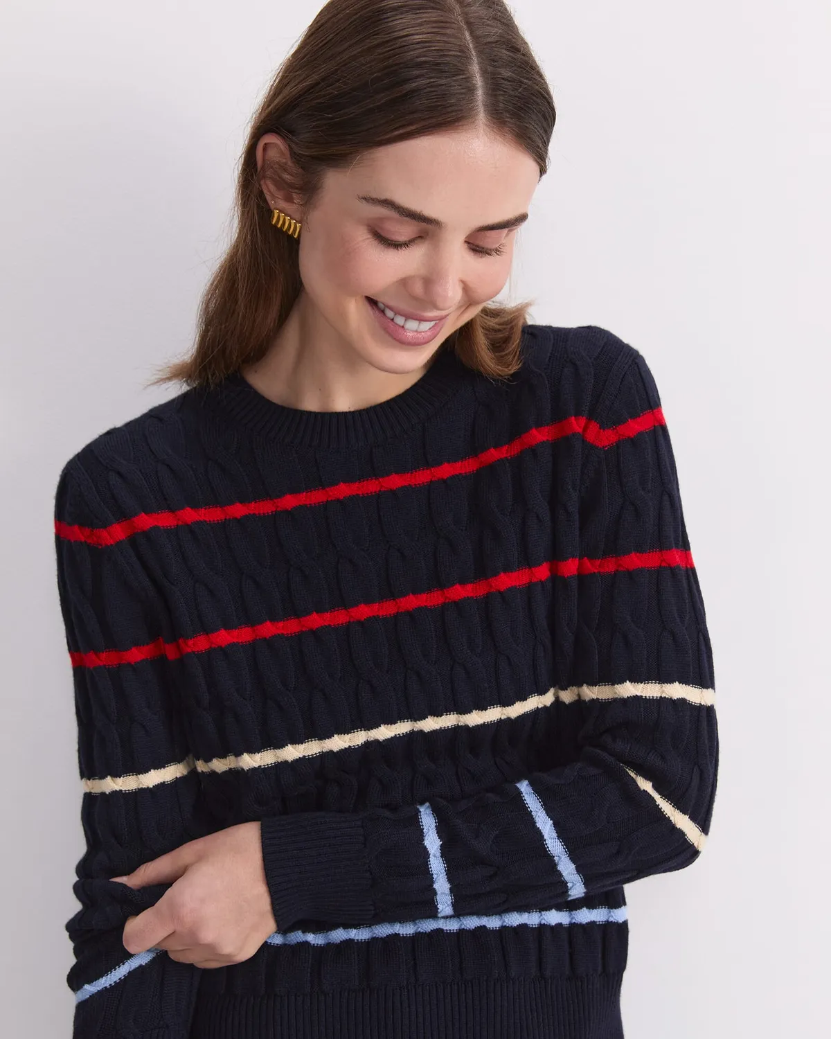 Sportscraft Merino Cable Sweater maglione lana trecce