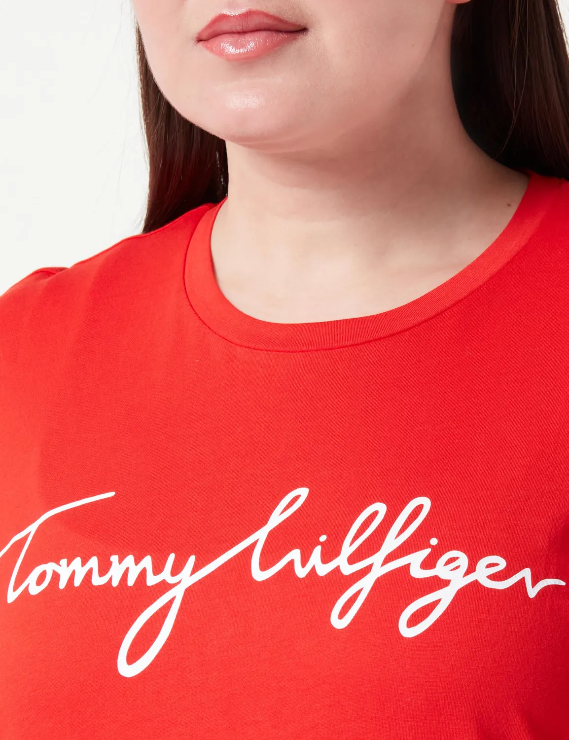 Tommy Hilfiger T-Shirt Donna Maniche Corte Rossa Scollo Rotondo