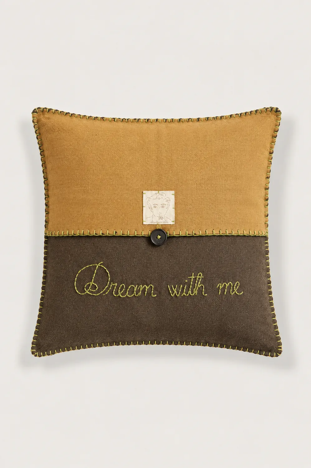 Massimo Alba Pillow cuscino green ricamato a mano