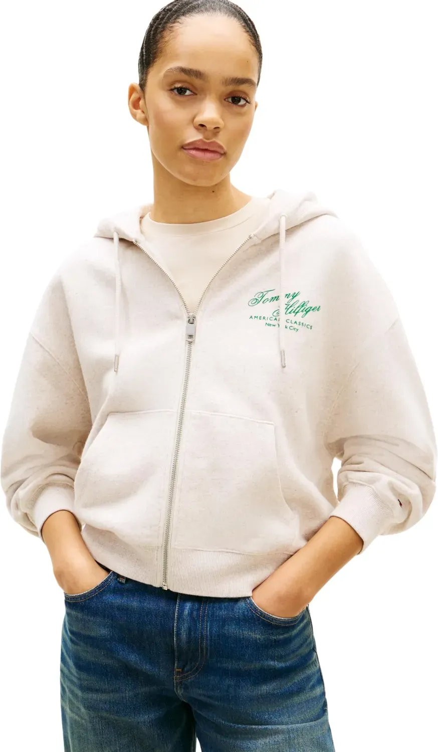 Tommy Hilfiger Modern Script WW0WW47845 felpa zip S beige