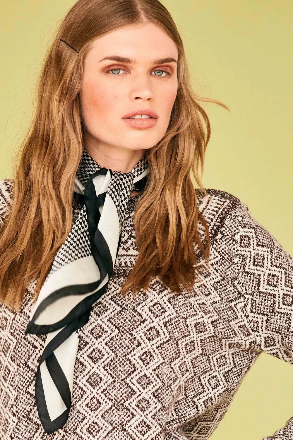 Jumper 1234 Jacquard Yoke Crew maglia marrone