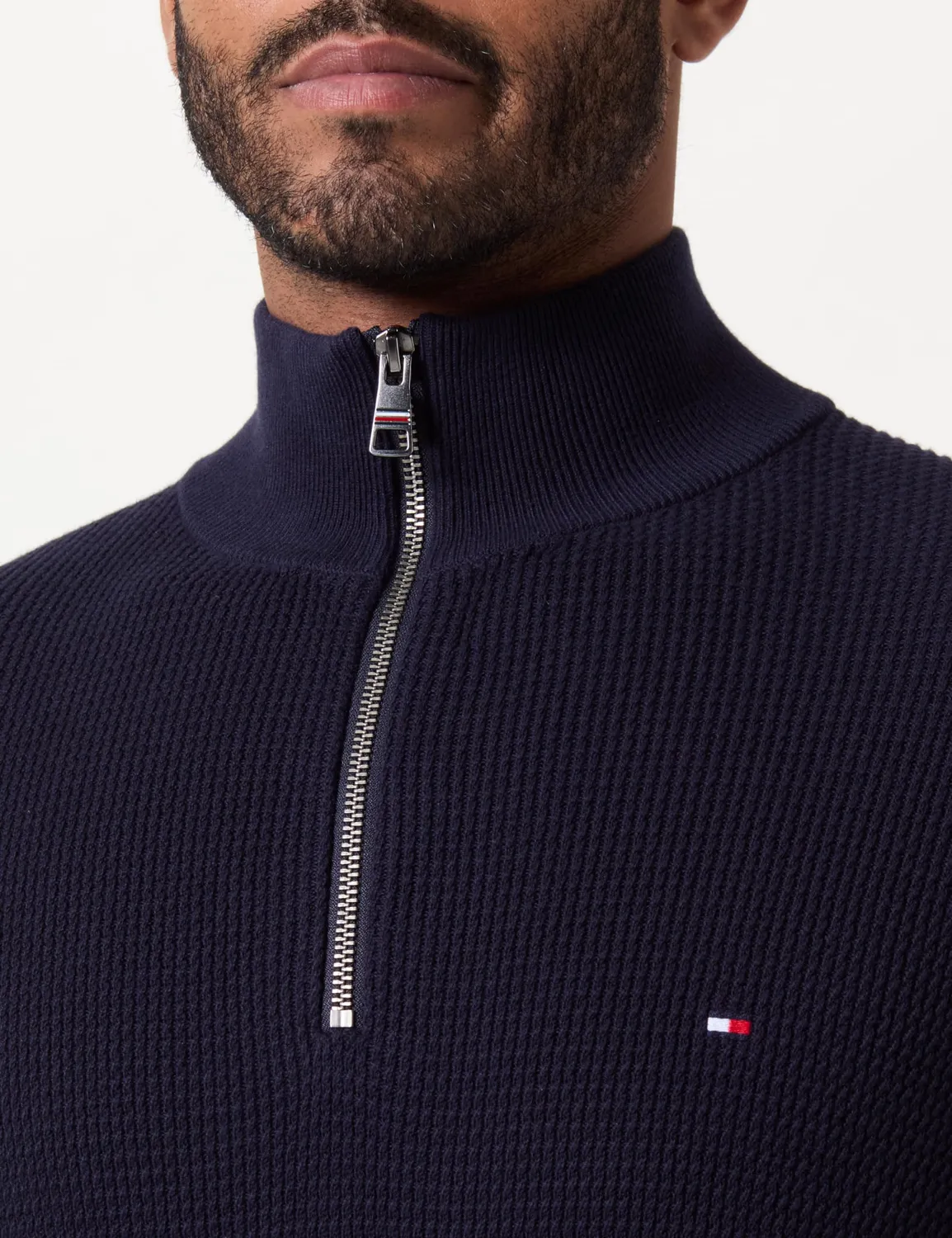 Tommy Hilfiger felpa uomo zip desert sky senza cappuccio pile