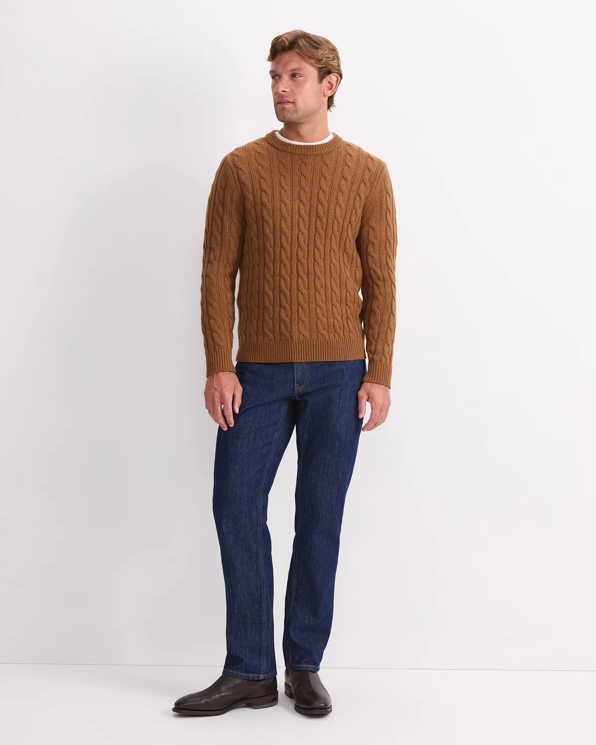 Sportscraft Cable Knit Maglione girocollo trecce lana
