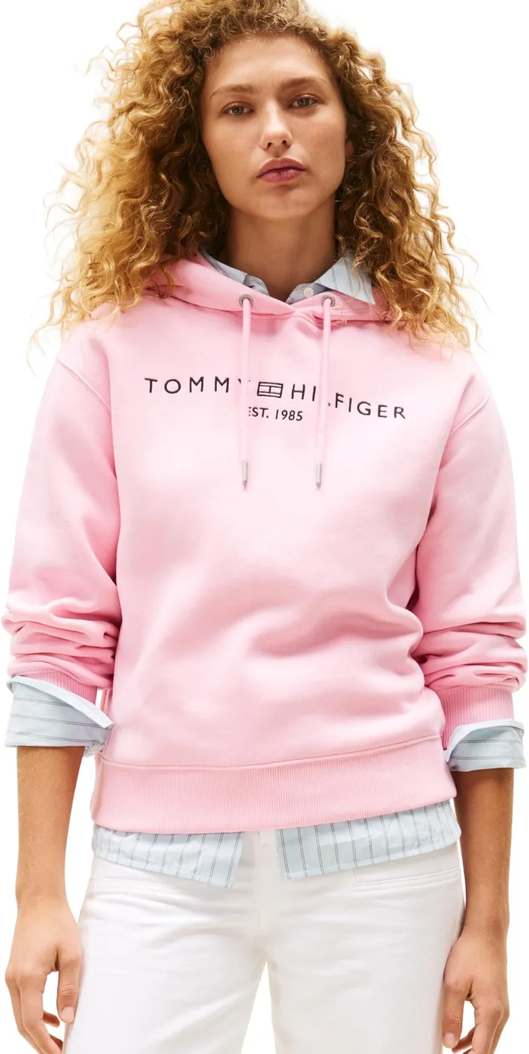 Tommy Hilfiger felpa donna con cappuccio regular fit rosa