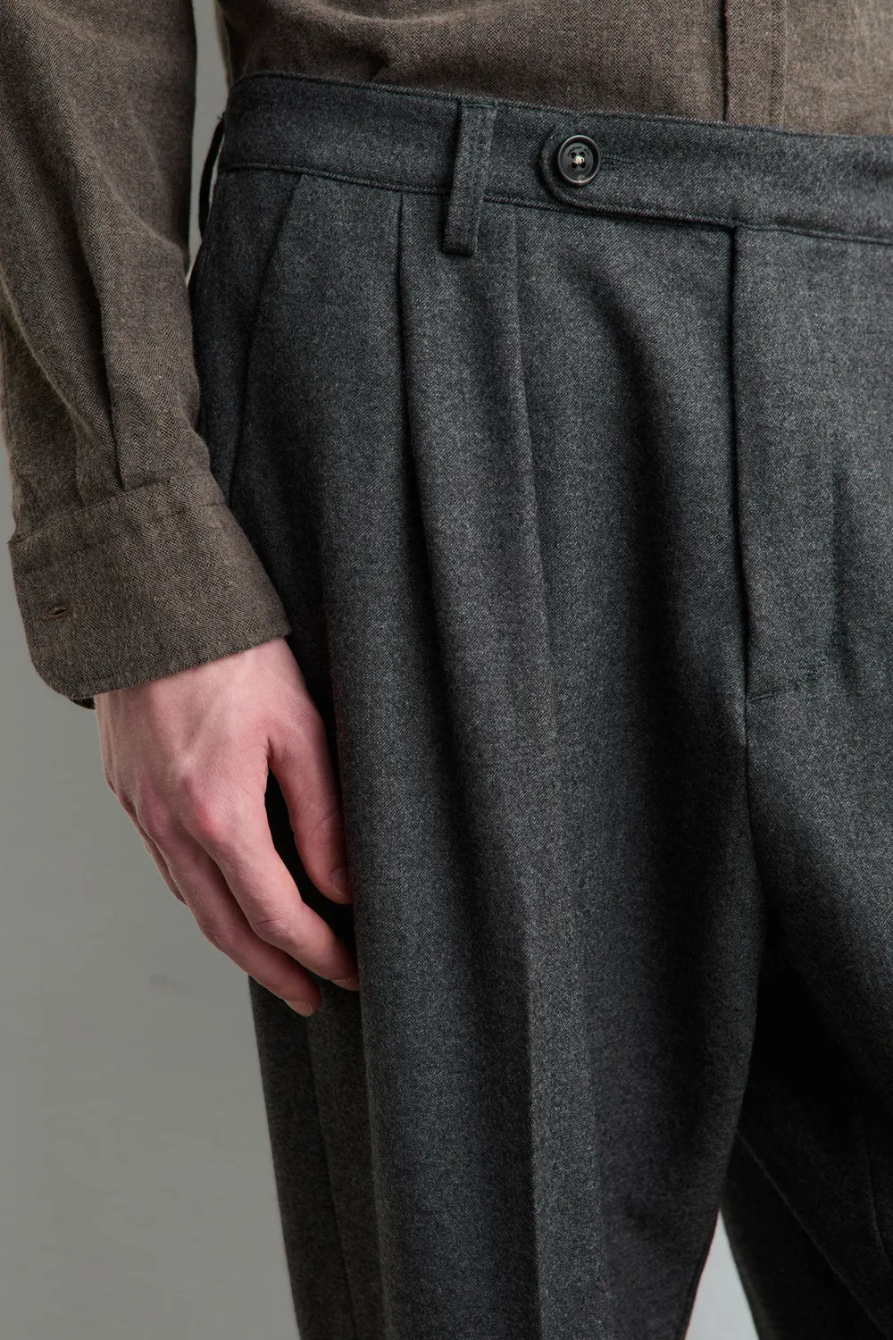 Massimo Alba Stan pantaloni uomo grigio scuro flanella