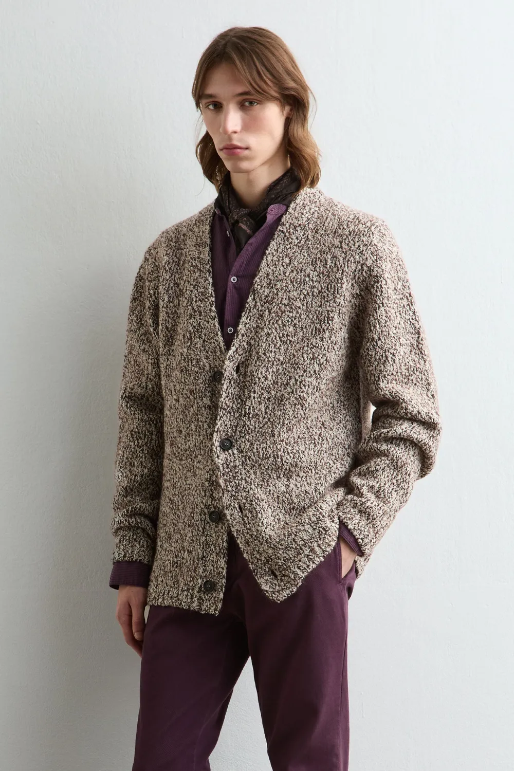 Massimo Alba Linus cardigan marrone lana e alpaca