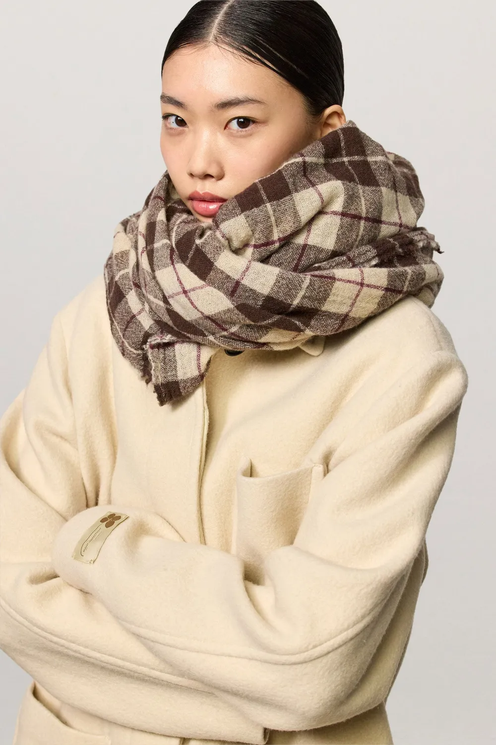Massimo Alba Jessie sciarpa cashmere quadri brown