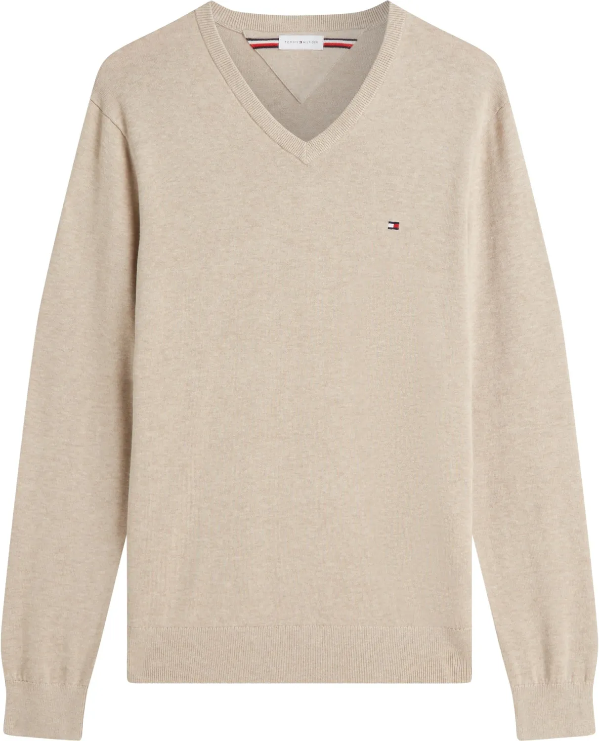 Tommy Hilfiger Essential Cotton pullover uomo beige scollo V S