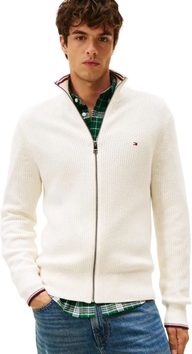 Tommy Hilfiger Rib Zip Through pullover uomo zip collo coreano