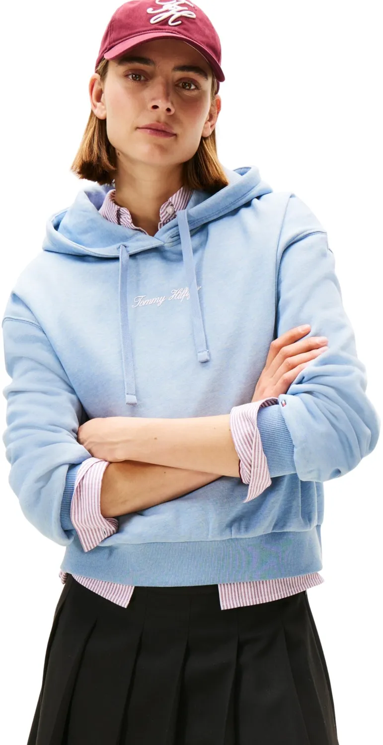 Tommy Hilfiger Classic Script felpa con cappuccio donna M pile