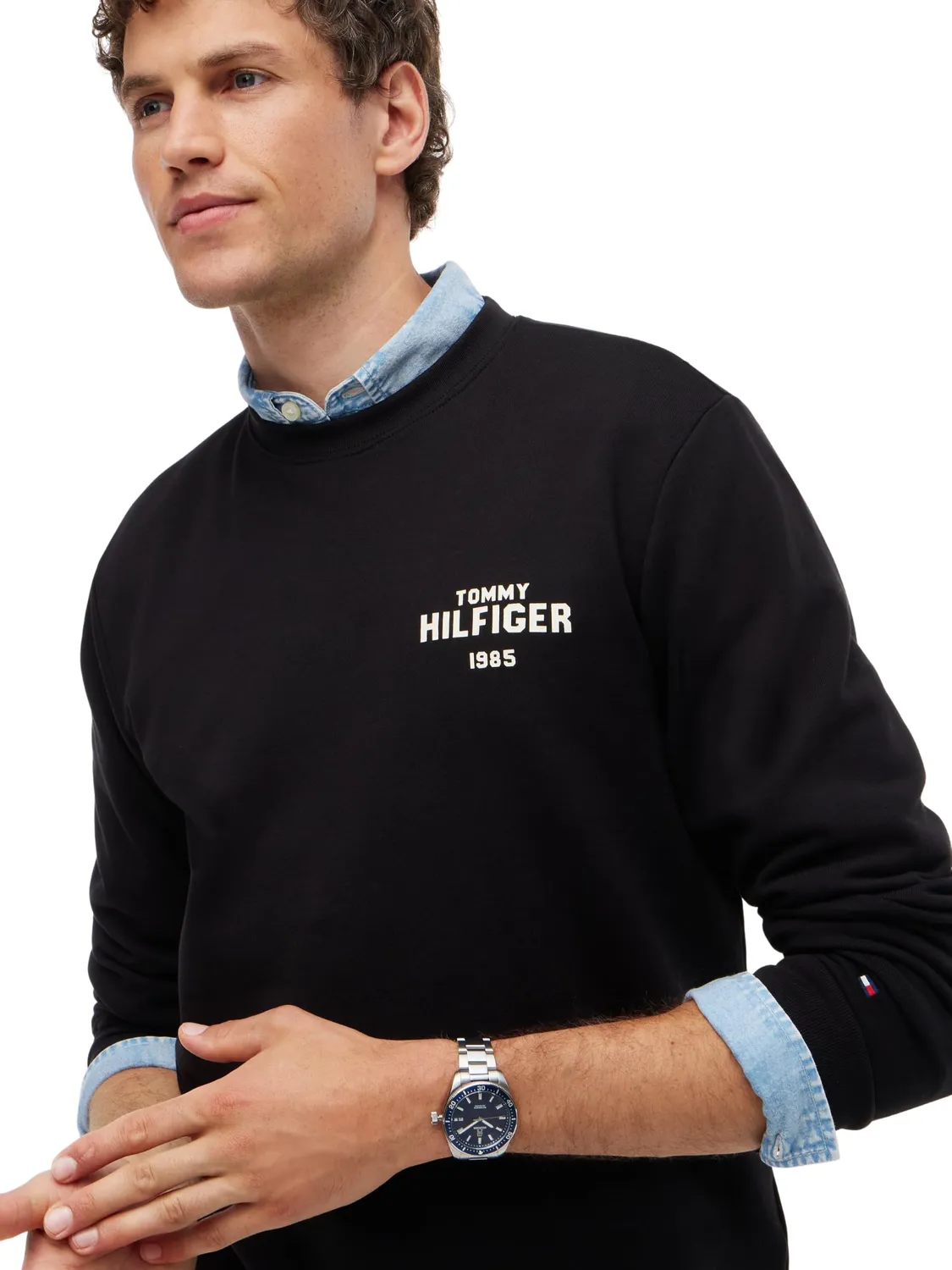 Tommy Hilfiger 1985 Felpa Uomo M Terry Girocollo Cotone