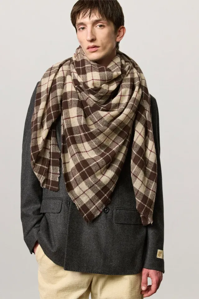 Massimo Alba Jessie sciarpa cashmere marrone quadri