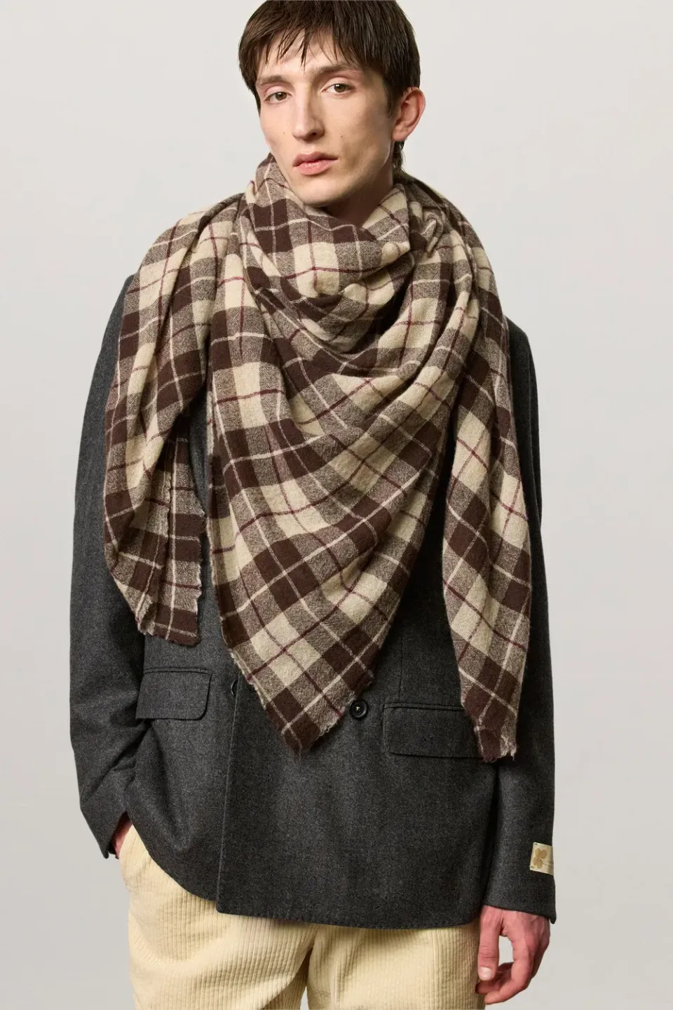 Massimo Alba Jessie sciarpa cashmere marrone quadri