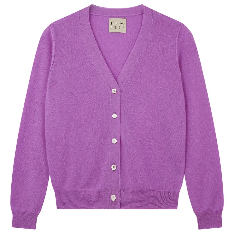 Jumper 1234 Distressed Vee cardigan viola cashmere