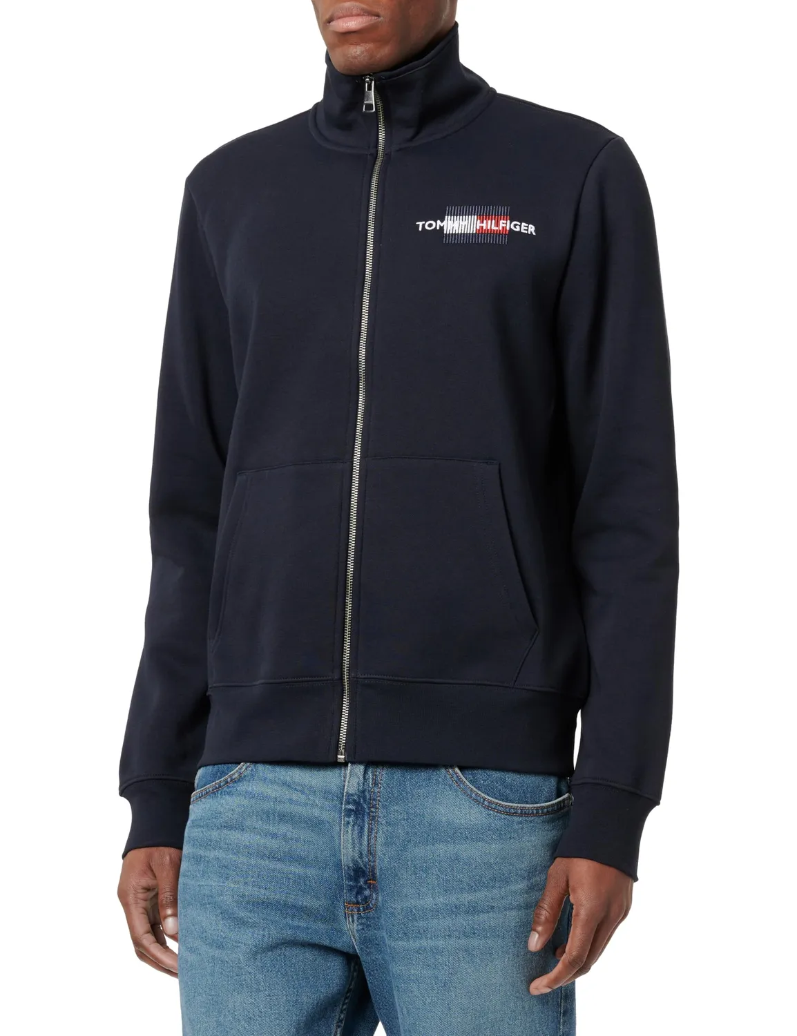Tommy Hilfiger Flag Embro felpa uomo zip collo coreano
