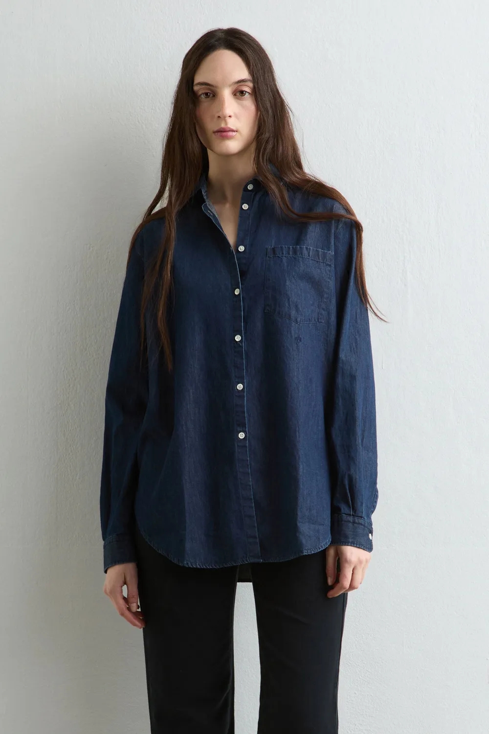 Massimo Alba Uma camicia donna blu denim cotone