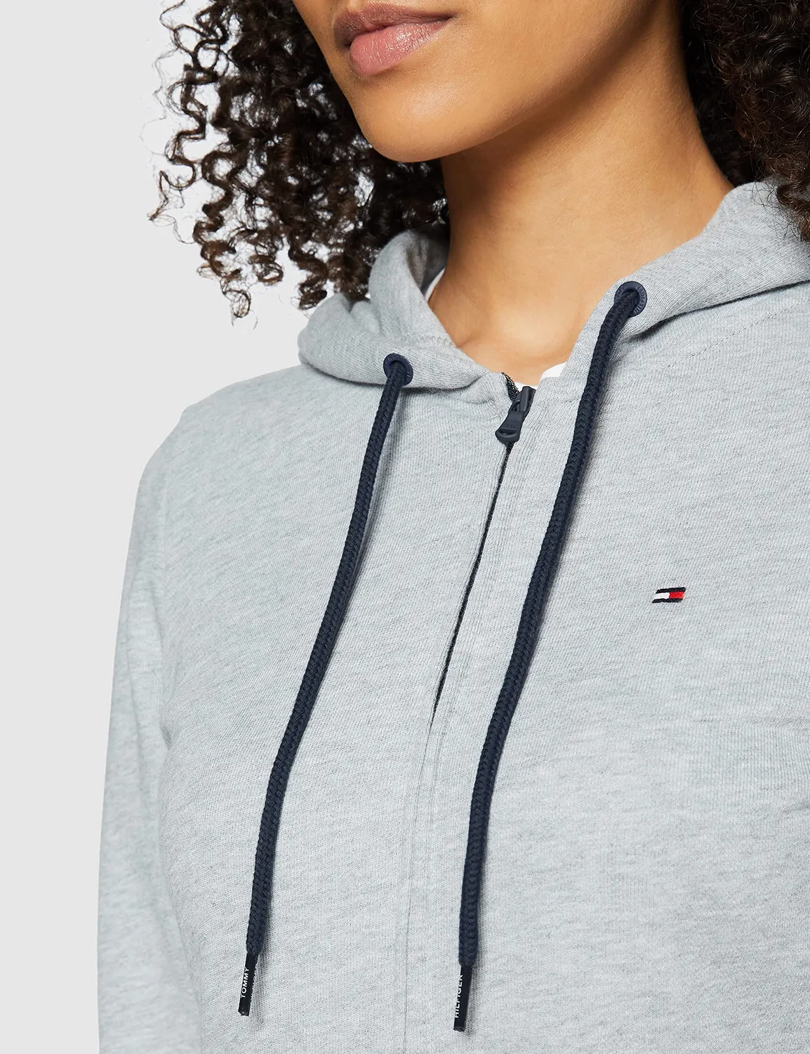 Tommy Hilfiger Terry felpa zip donna cappuccio blu navy