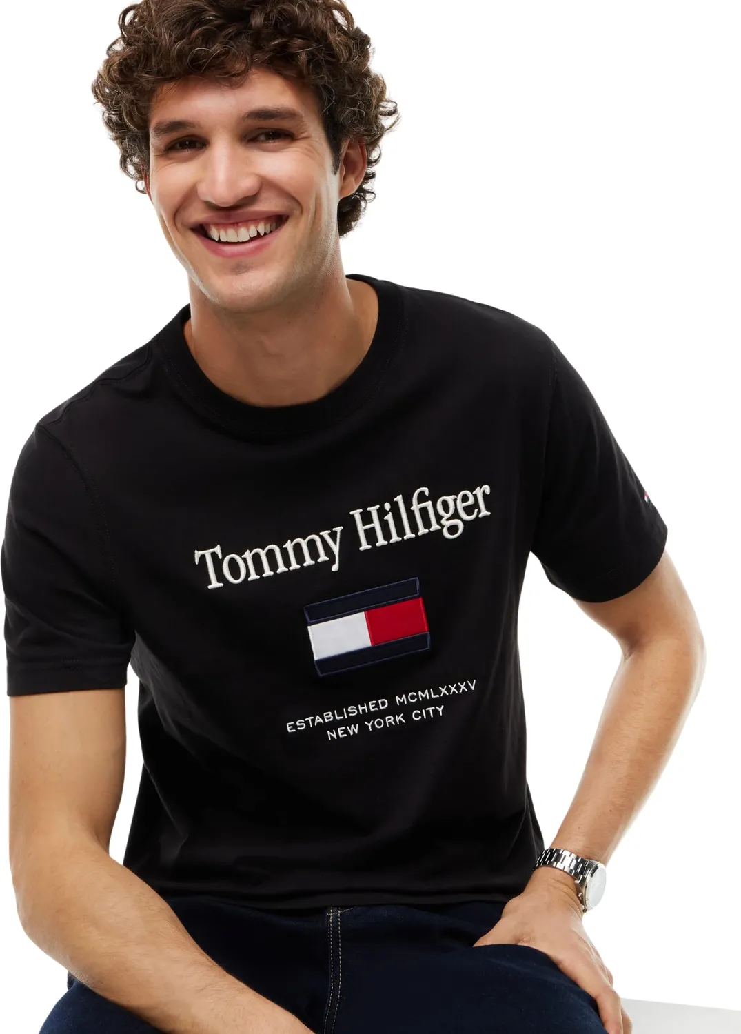 Tommy Hilfiger Flag MW0MW42736 maglietta uomo M ricamo