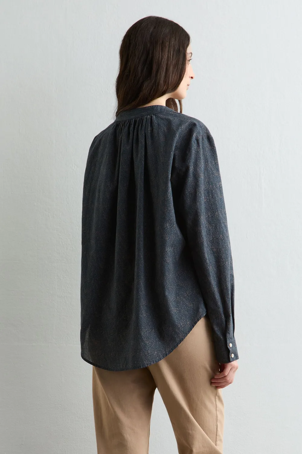 Massimo Alba Yvonne blusa steel blue cotone cashmere