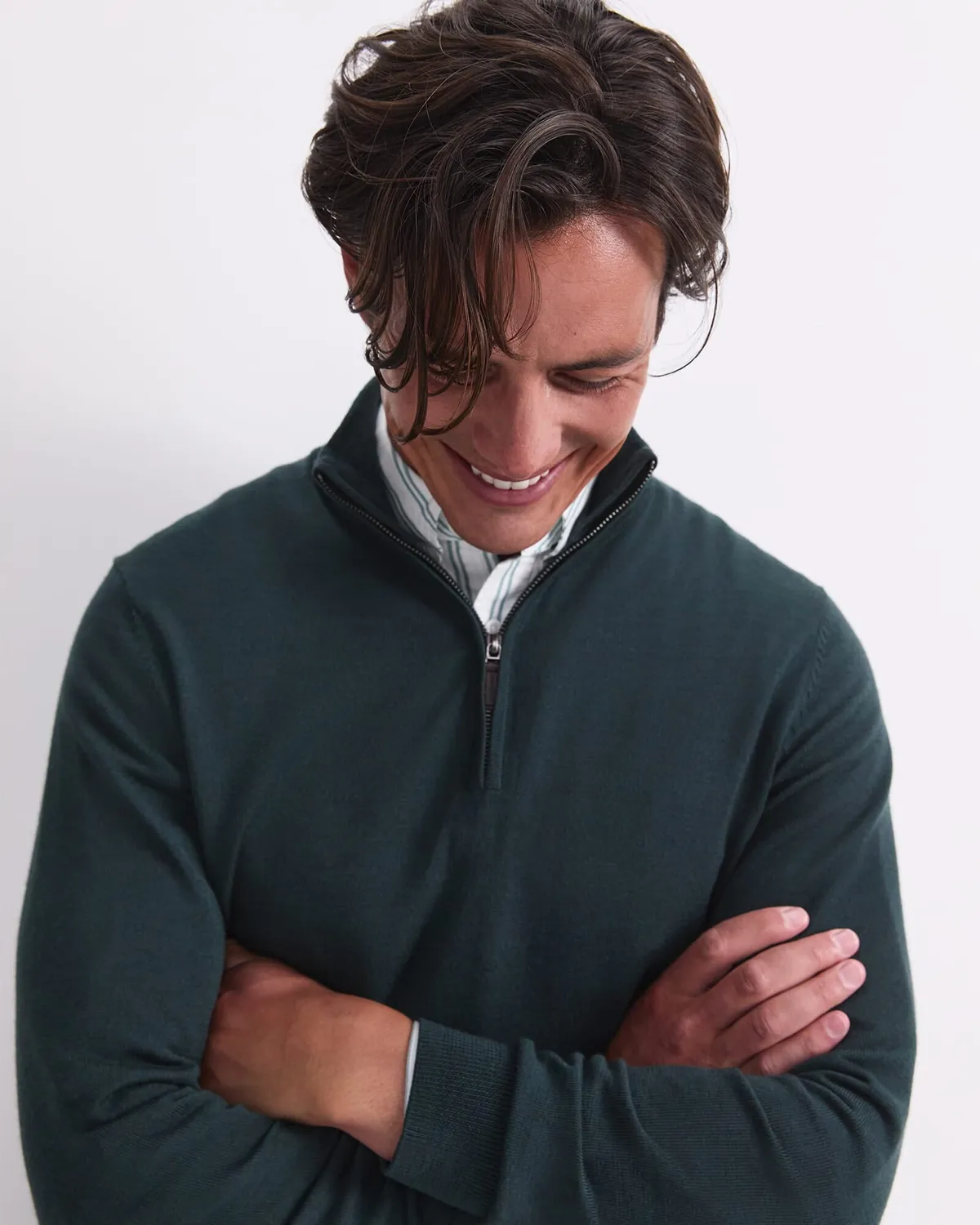 Sportscraft Merino maglione uomo lana zip corta