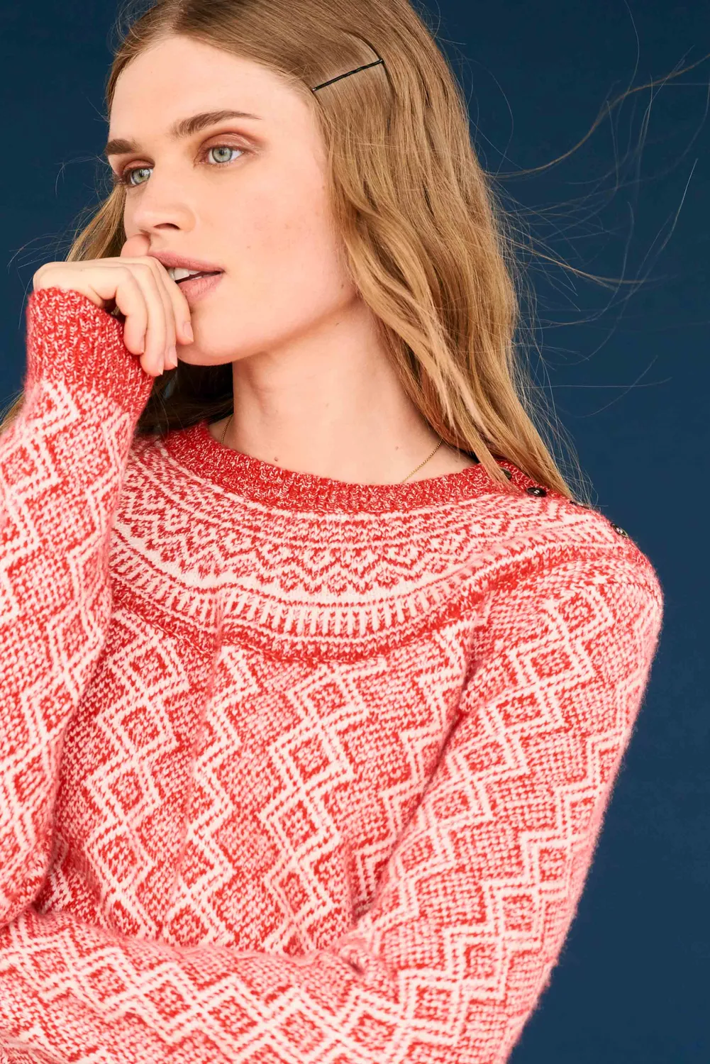 Jumper 1234 Jacquard Yoke maglione lana cashmere rosso