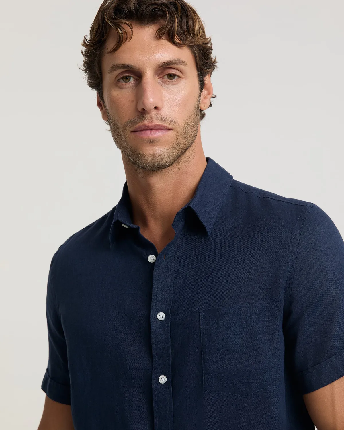 Sportscraft Linen camicia lino manica corta uomo regular