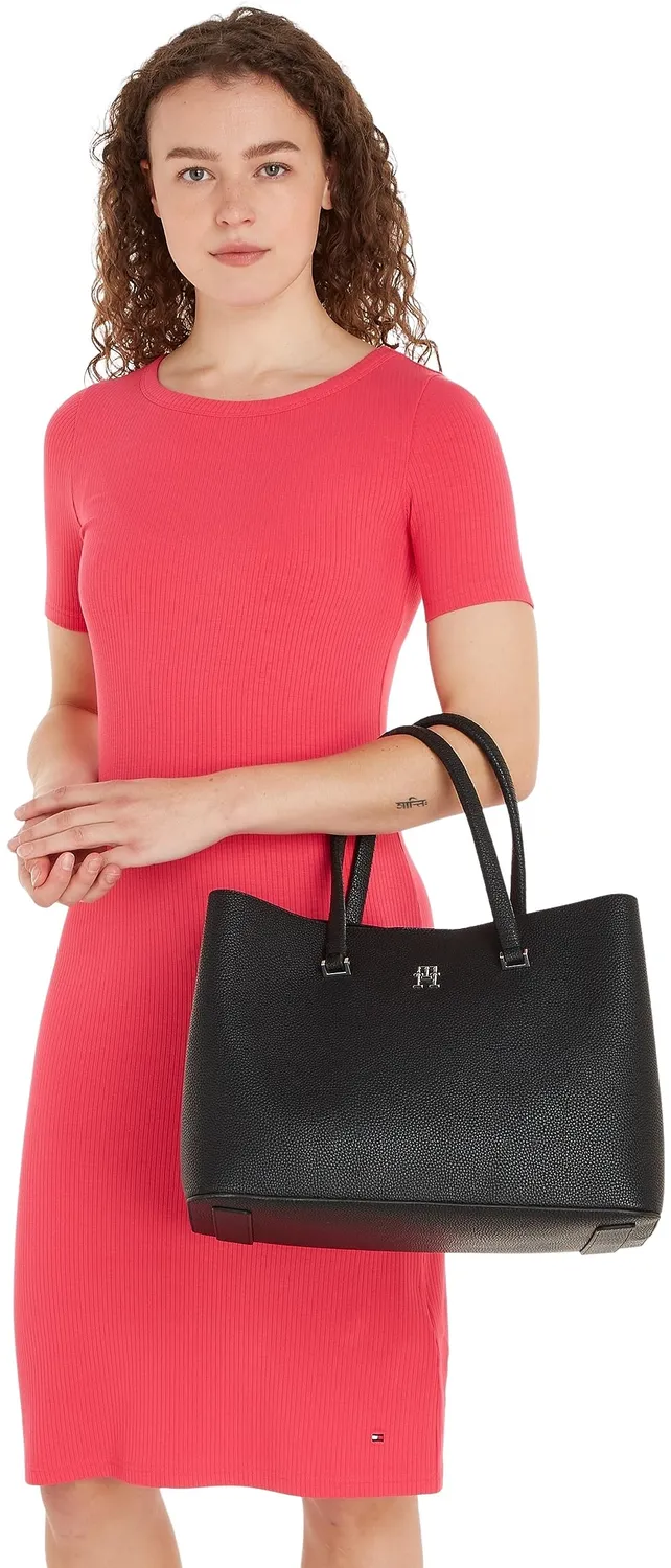 Tommy Hilfiger Emblem Satchel borsa donna nera