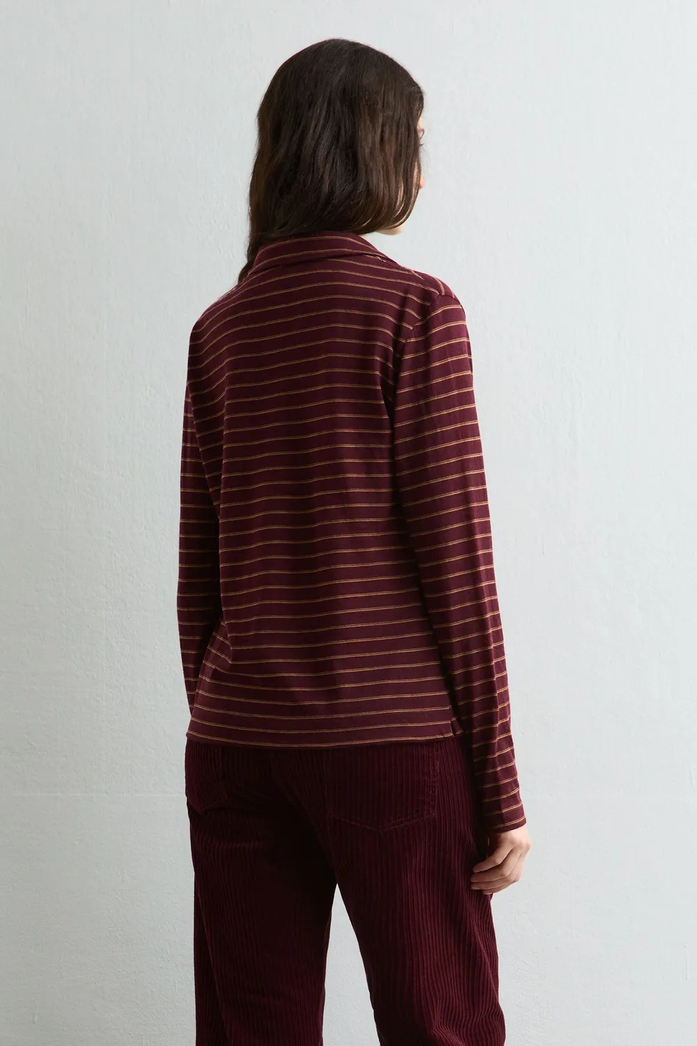 Massimo Alba Bordeaux polo maniche lunghe bordeaux lana