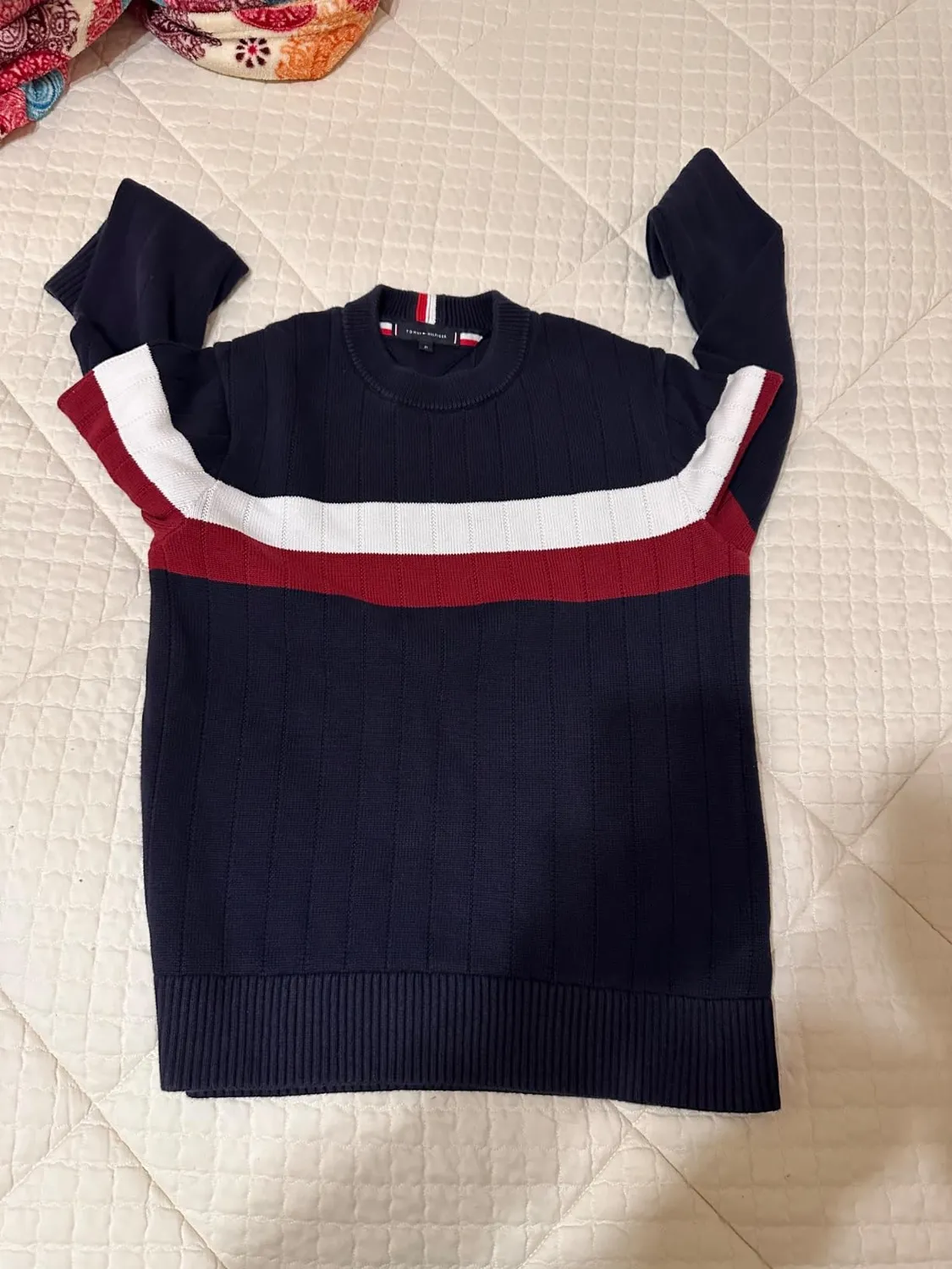 Tommy Hilfiger Colourblock MW0MW33094 Maglione Uomo XS Bianco