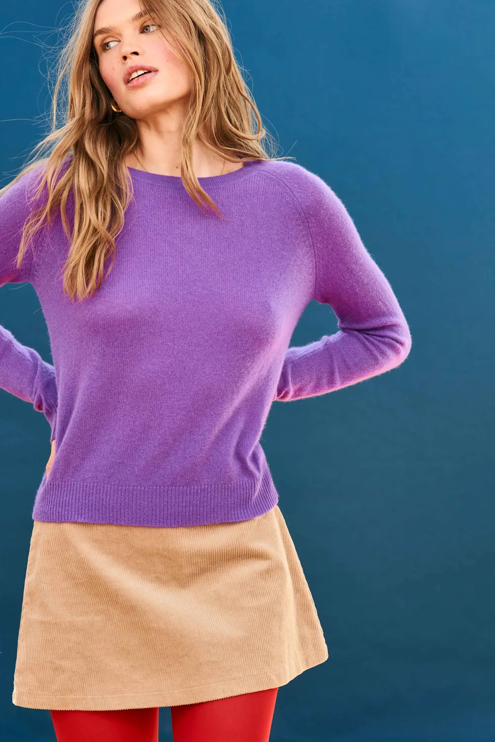 Jumper 1234 Crop Crew maglione viola cashmere