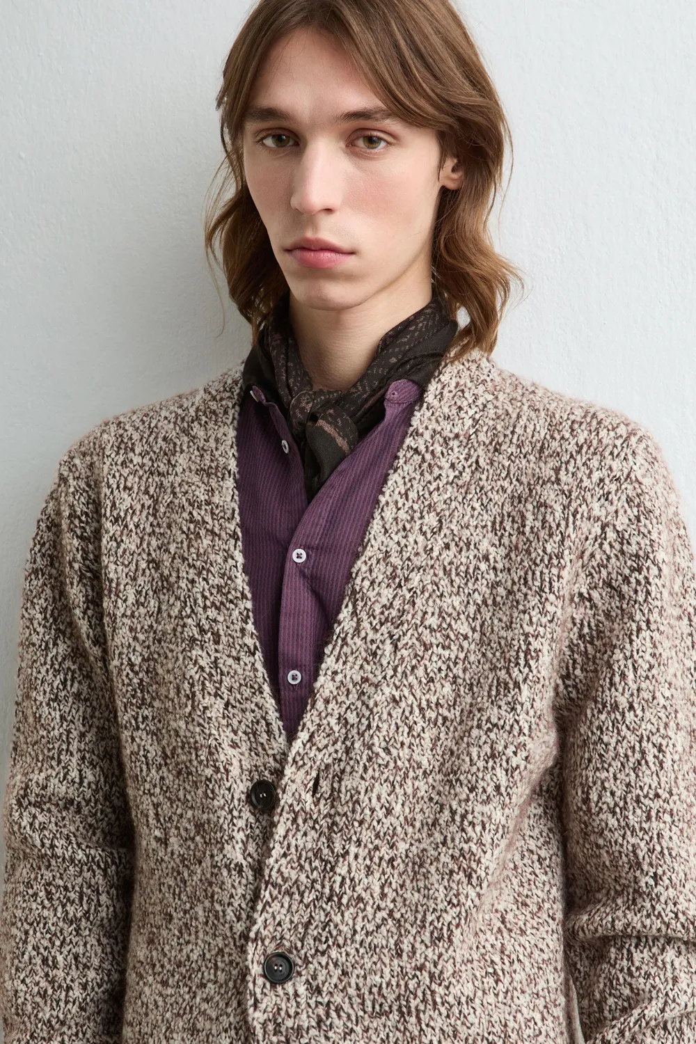 Massimo Alba Linus cardigan marrone lana e alpaca
