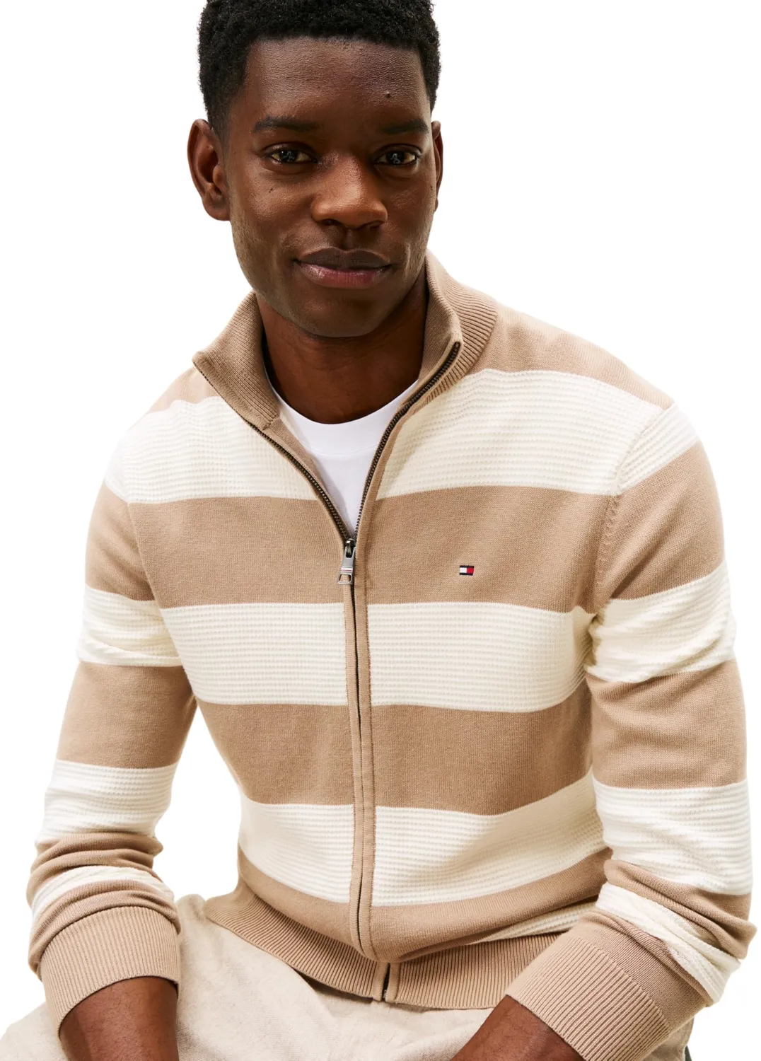 Tommy Hilfiger Block Stripe MW0MW41483 maglione zip cotone