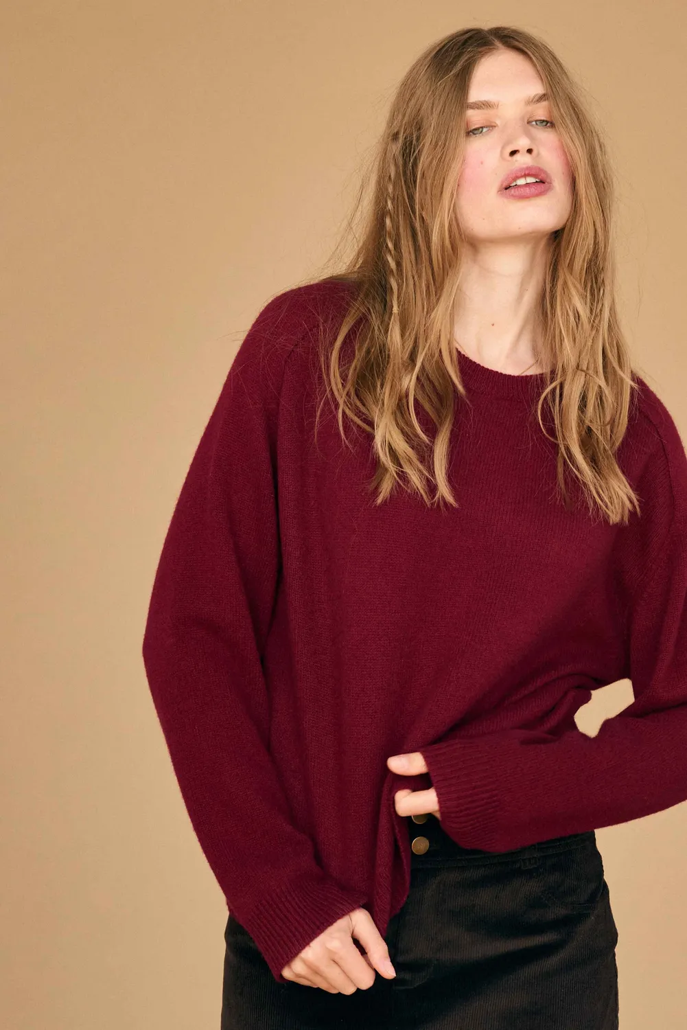 Jumper 1234 Oversize Crew maglione bordeaux cashmere