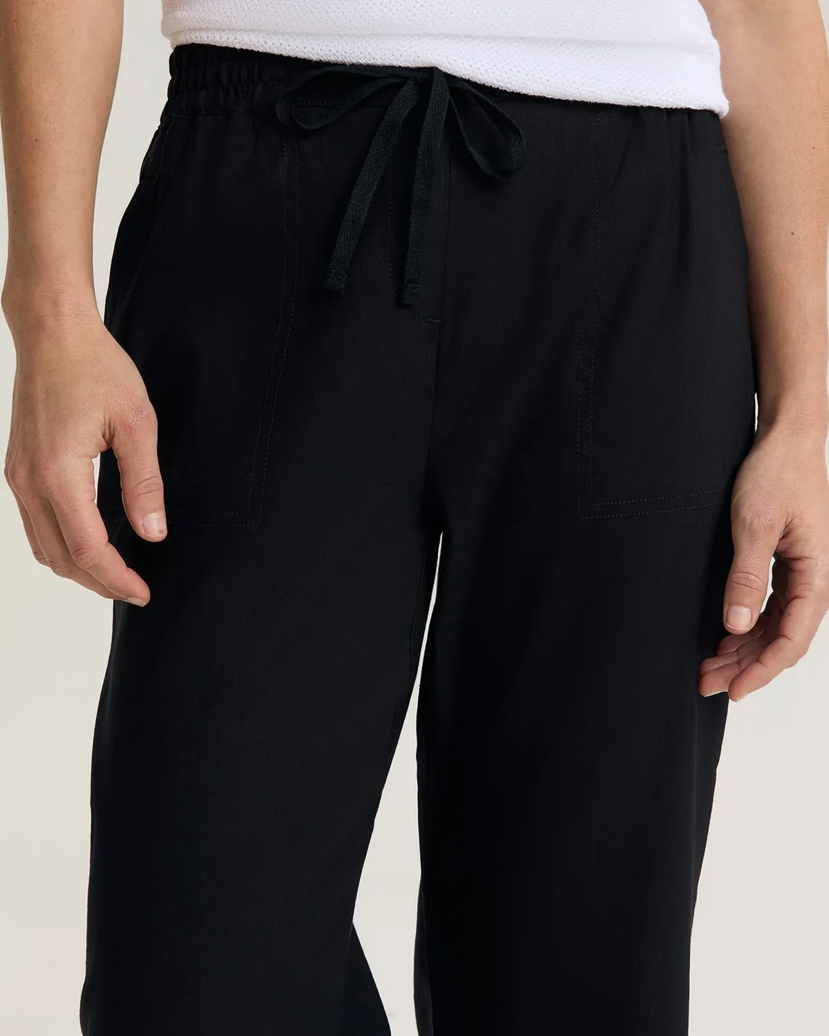 Sportscraft Rosa pantaloni lino cropped elasticizzati