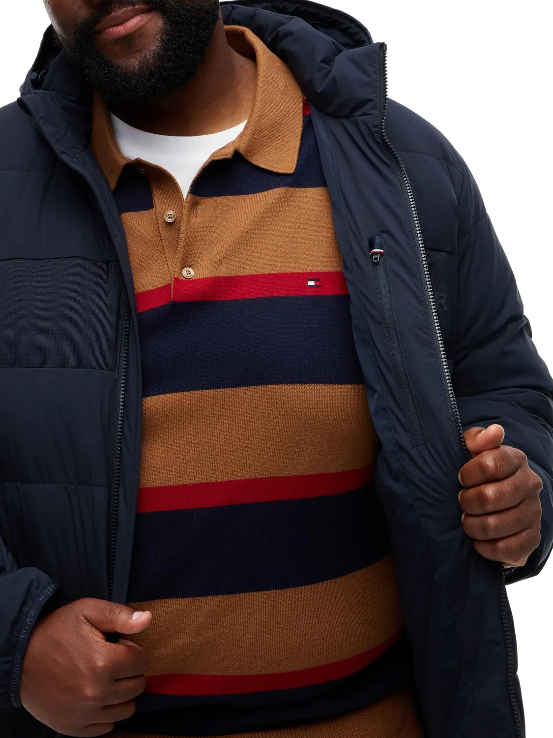 Tommy Hilfiger MW0MW45721 piumino uomo 4XL Plus blu navy cappuccio