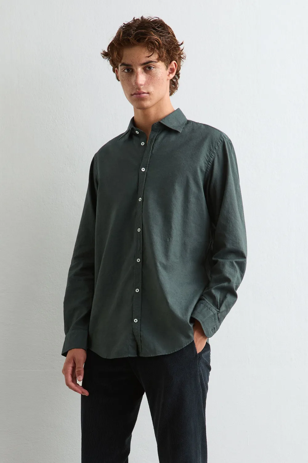 Massimo Alba Genova camicia cotone verde forest night
