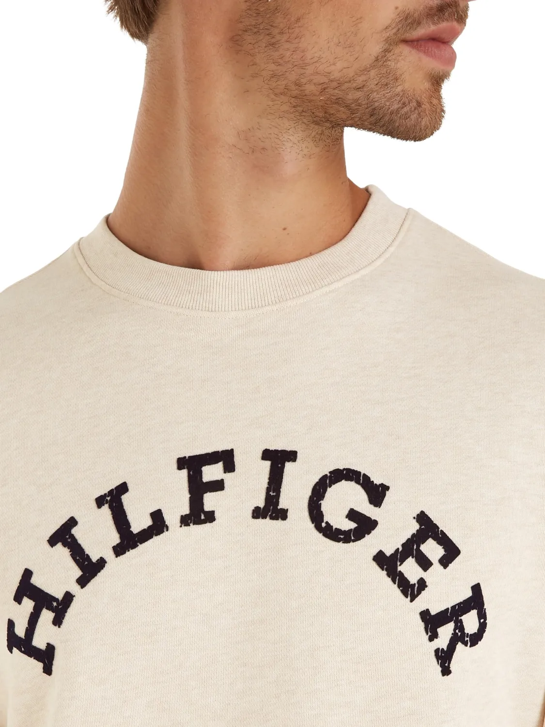 Tommy Hilfiger felpa girocollo uomo cotone grigia