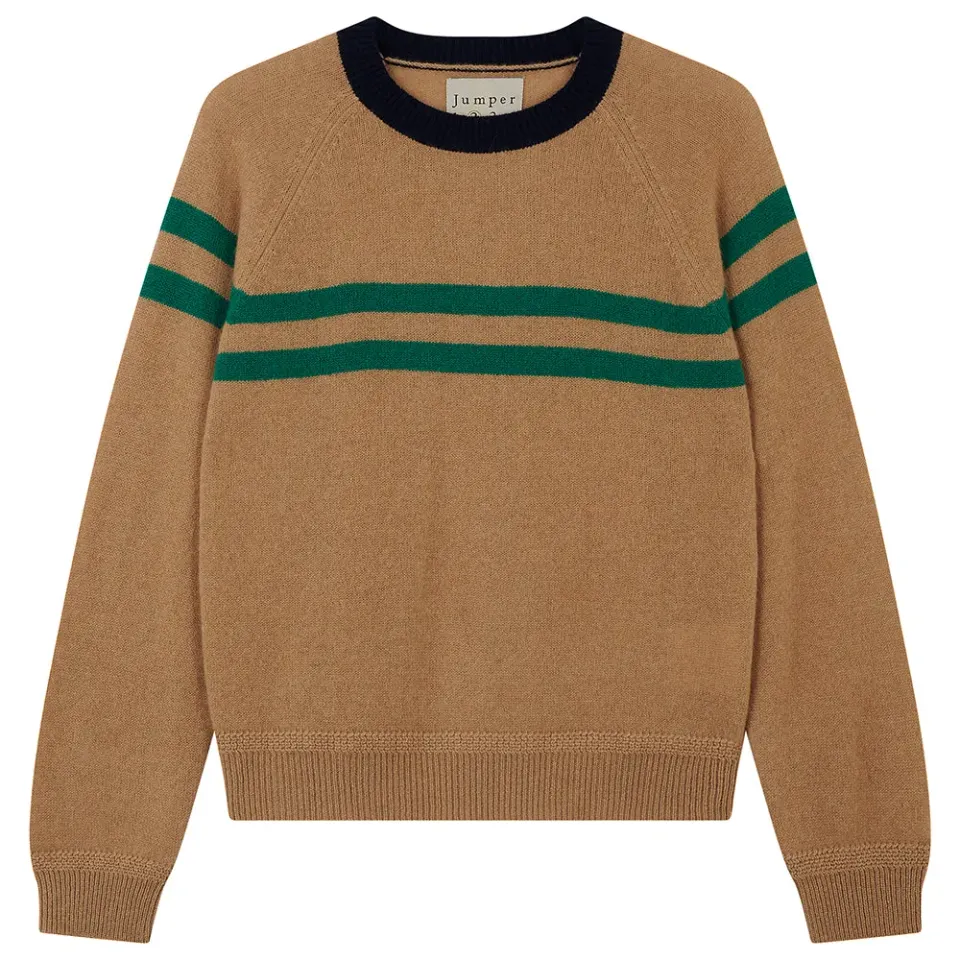JUMPER 1234 Cashmere Chest Stripe Crew maglione cammello