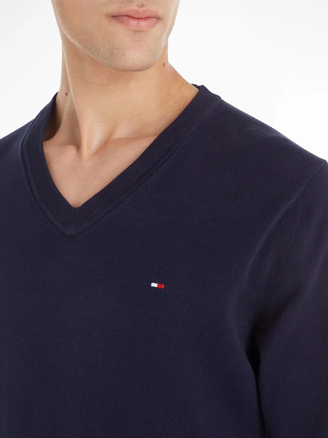 Tommy Hilfiger V-Neck pullover uomo grigio scollo a V elegante