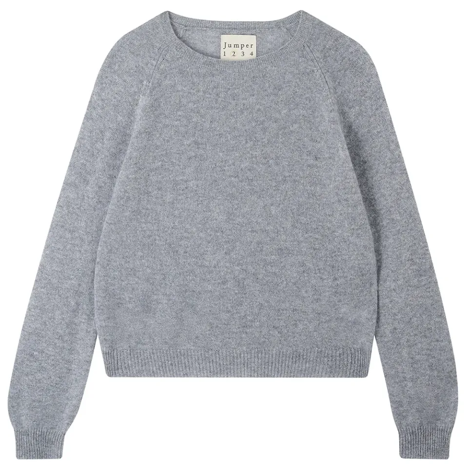 Jumper 1234 Cashmere Crop Crew maglione grigio corto