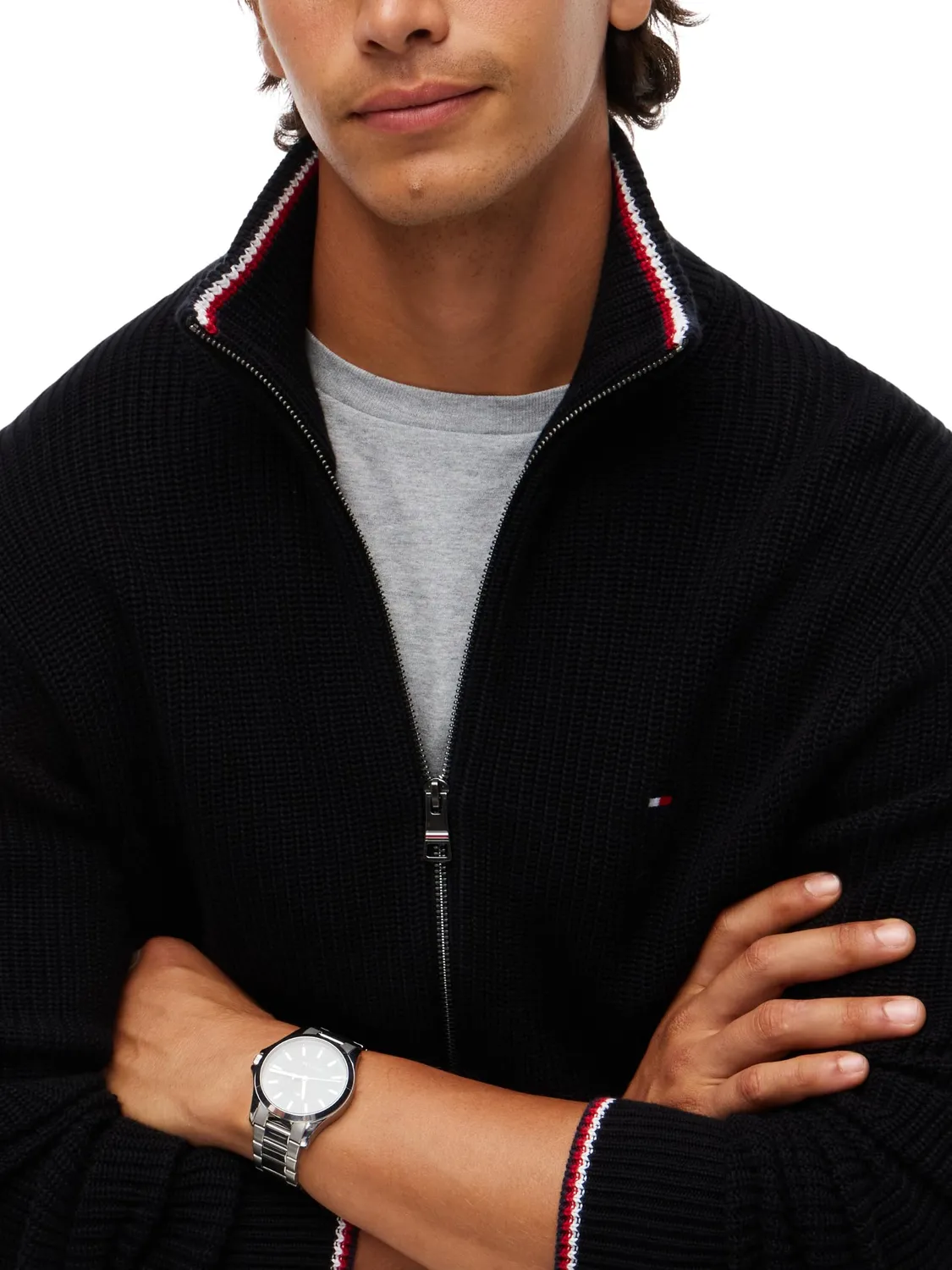 Tommy Hilfiger RWB Rib MW0MW41517 maglione uomo L con zip