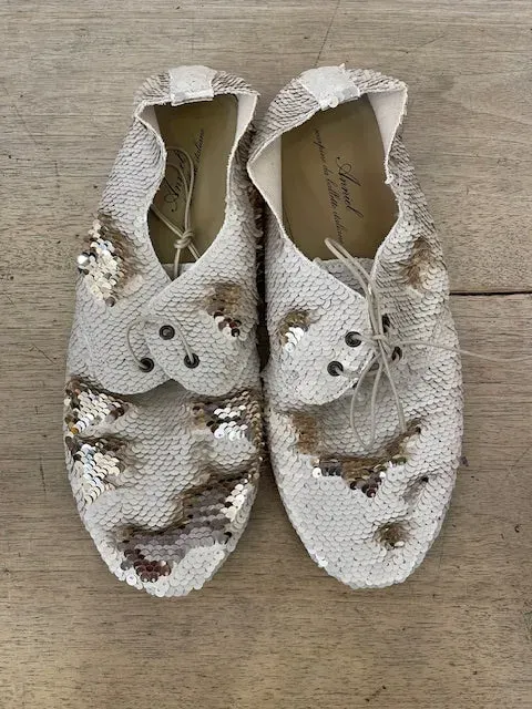 LOL Roma Anniel Soft Paillettes scarpe avorio oro