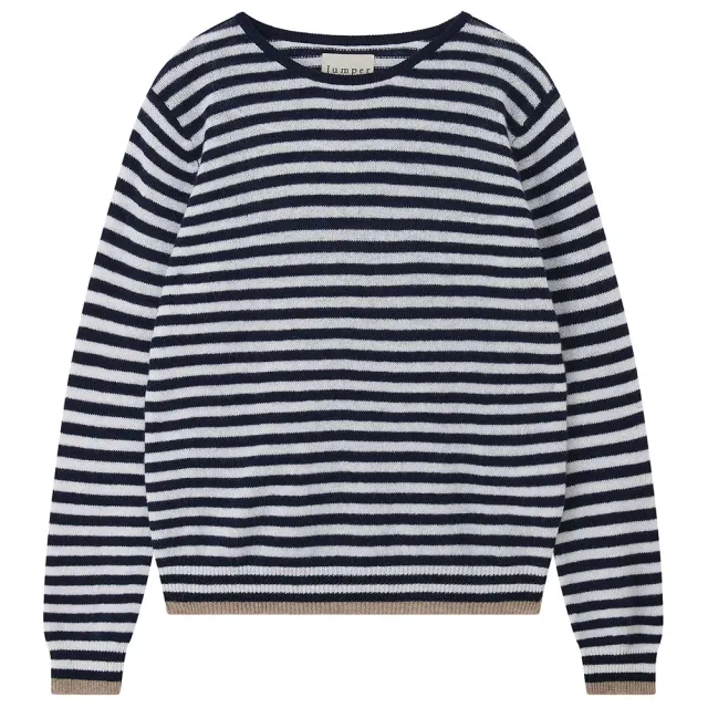 Jumper 1234 Little Stripe Crew maglione cashmere navy