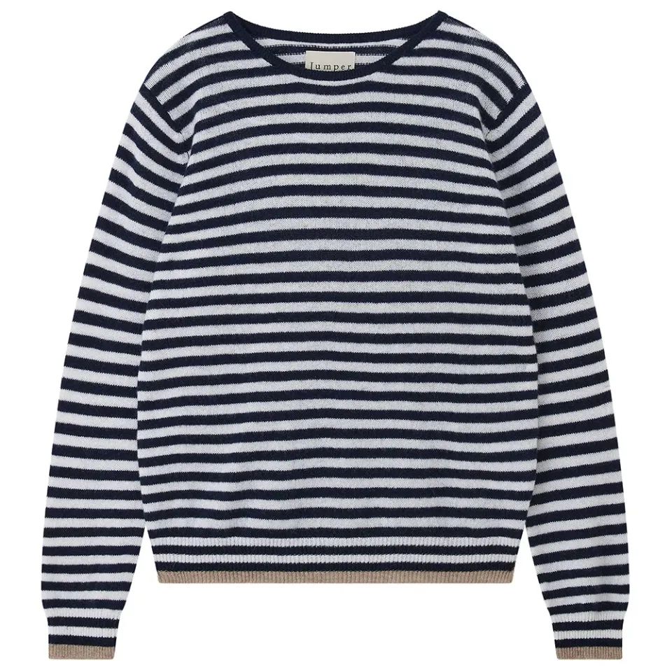 Jumper 1234 Little Stripe Crew maglione cashmere navy