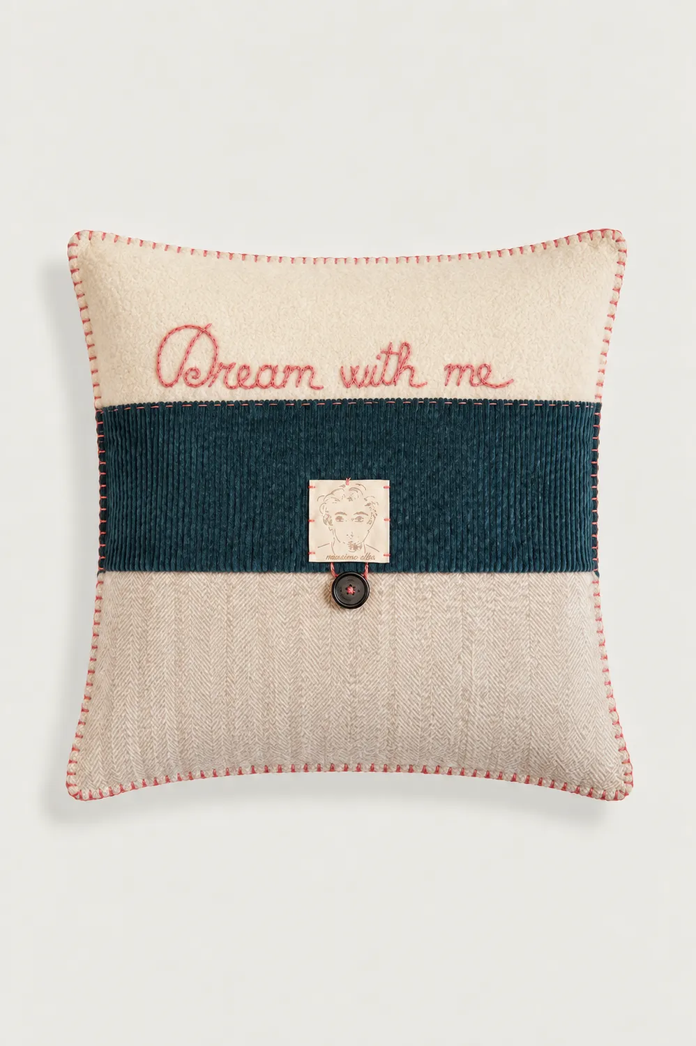 Massimo Alba Pillow cuscino crema patchwork fatto mano