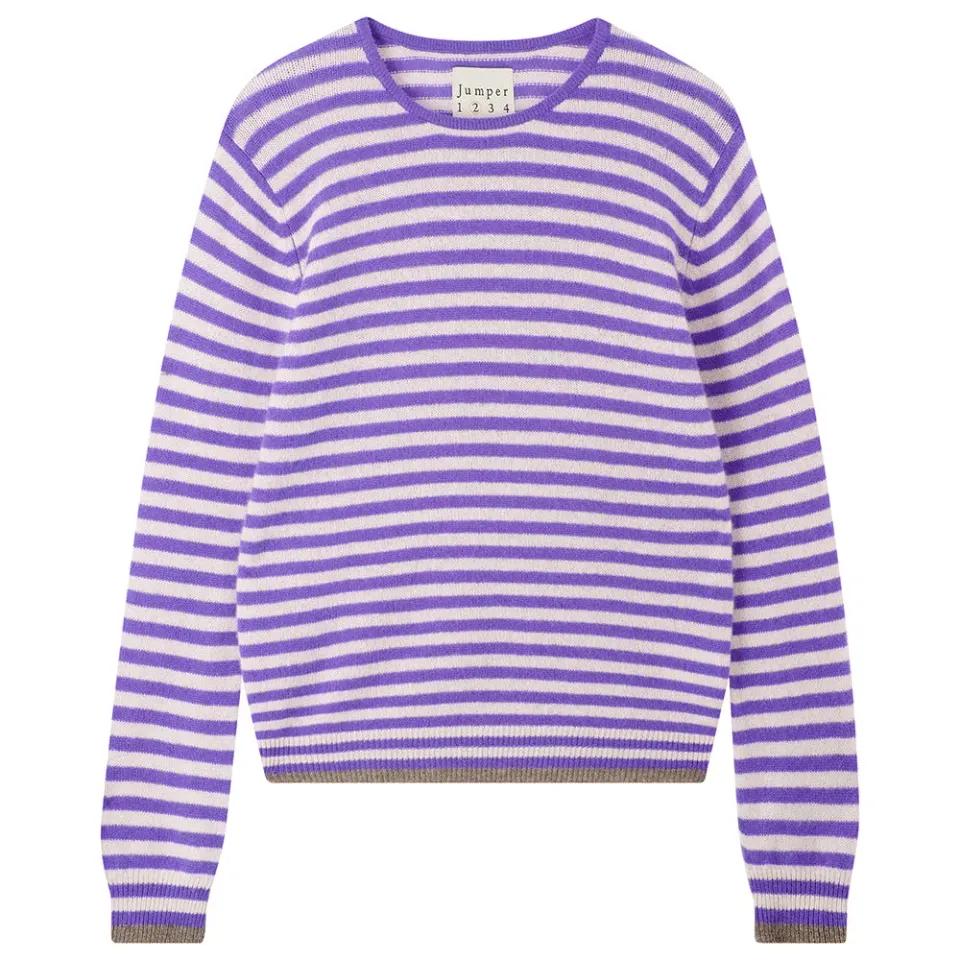 Jumper 1234 Little Stripe maglione cashmere viola pietra